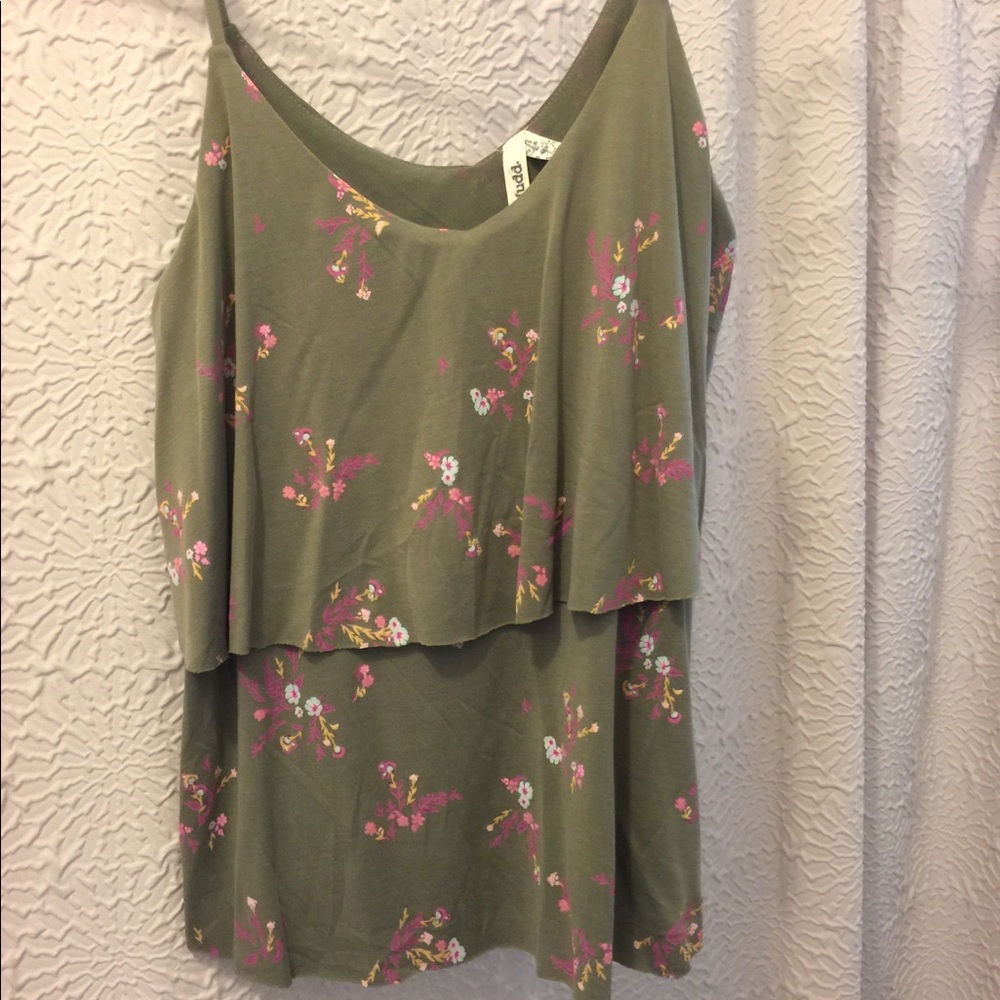 Mudd spaghetti strap tank in olive green